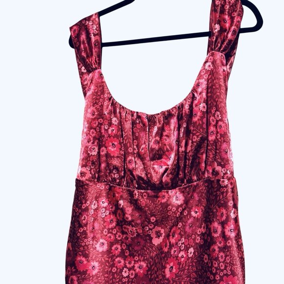 Vintage Y2K Self Esteem Babydoll Red Satin Floral Top Fairy Vamp Womens Size 2X - Picture 3 of 8